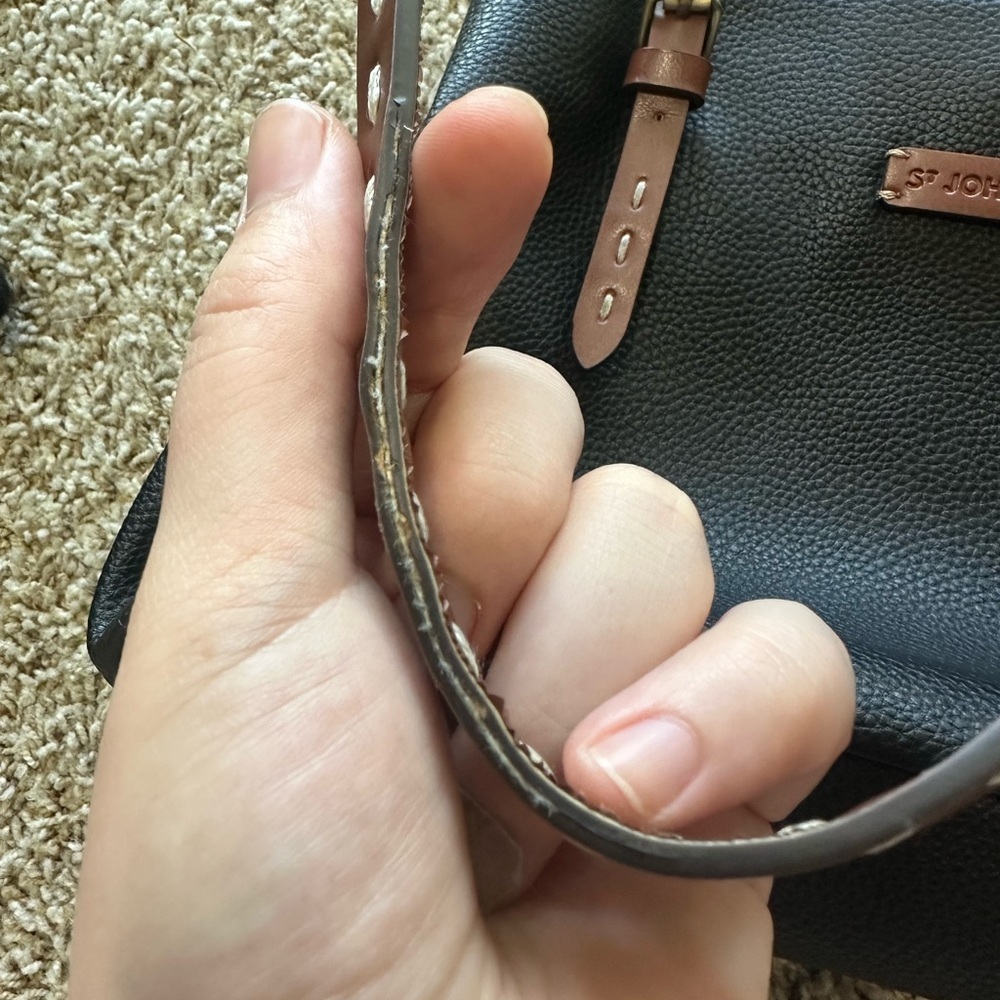 St. John's Bay Black Shoulder Bag with Tan Accents - Picture 5 of 16